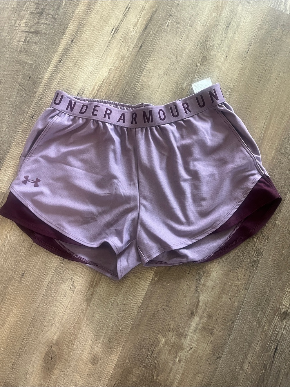 Under Armour Women's Lavender Athletic Shorts with Plum Trim